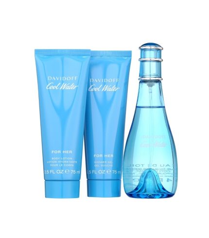 Cool Water Gift Set: Eau de Toilette with Shower Gel and Lotion For Ladies